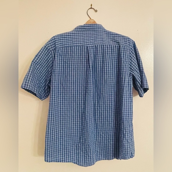 CHAPS Shirt Men's Short Sleeve Casual Checkered Button Down Blue White XL - Picture 2 of 8